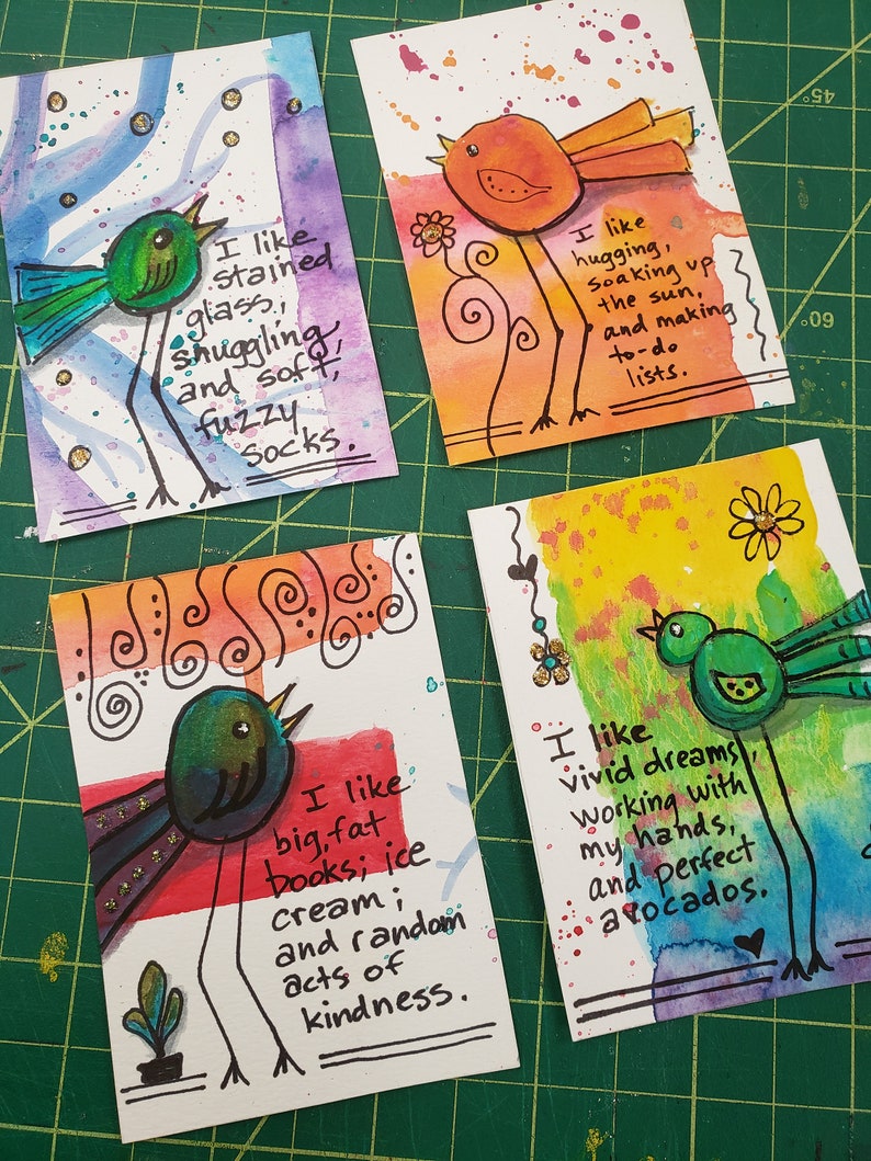 Artist Trading CardACEO Hippie Chick Series Original Mixed Media Artwork