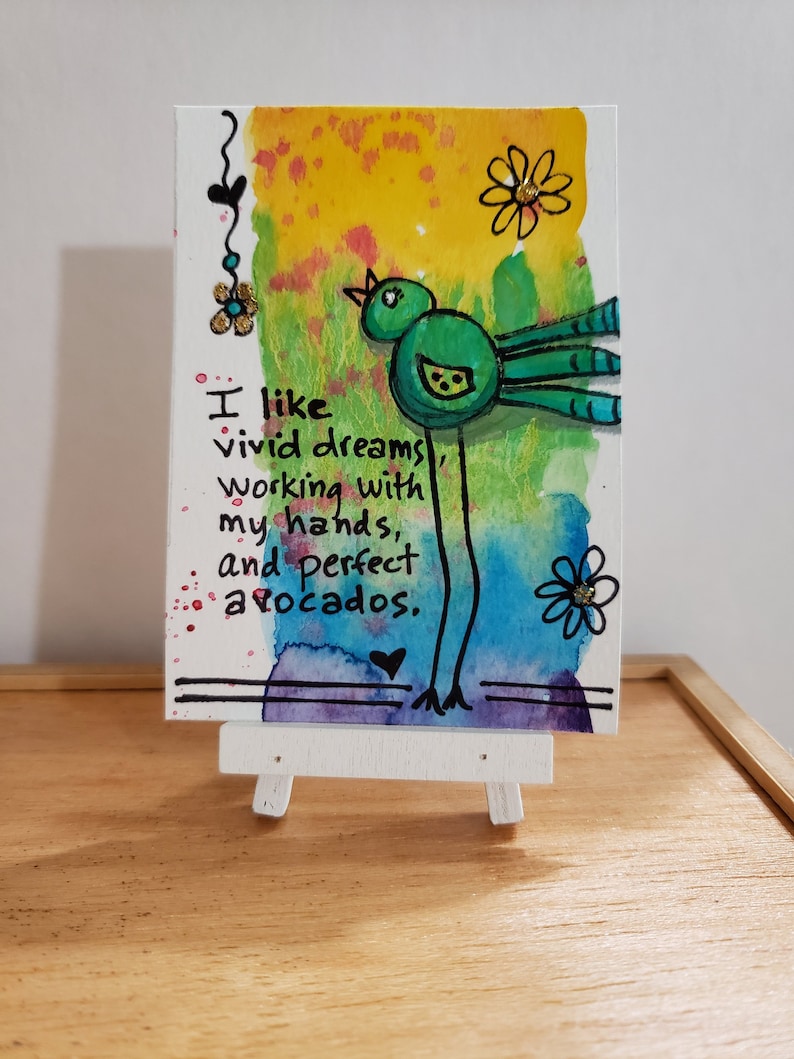 Artist Trading CardACEO Hippie Chick Series Original Mixed Media Artwork
