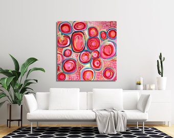 Large Original Acrylic Painting Red Abstract 30" x 30"