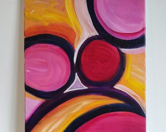 Original Acrylic Painting: Groovy Abstract Art, Boho Modern