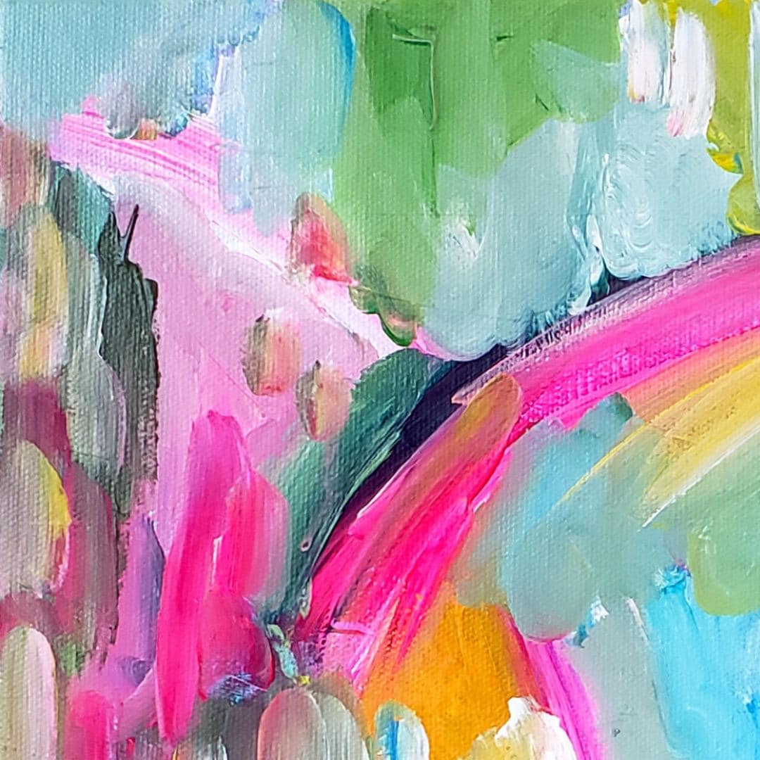 Abstract Rainbow Painting: Boho Groovy Acrylic Art, 8x16 Unframed