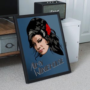 Amy Winehouse Inspired Poster Print - Retro Music Art