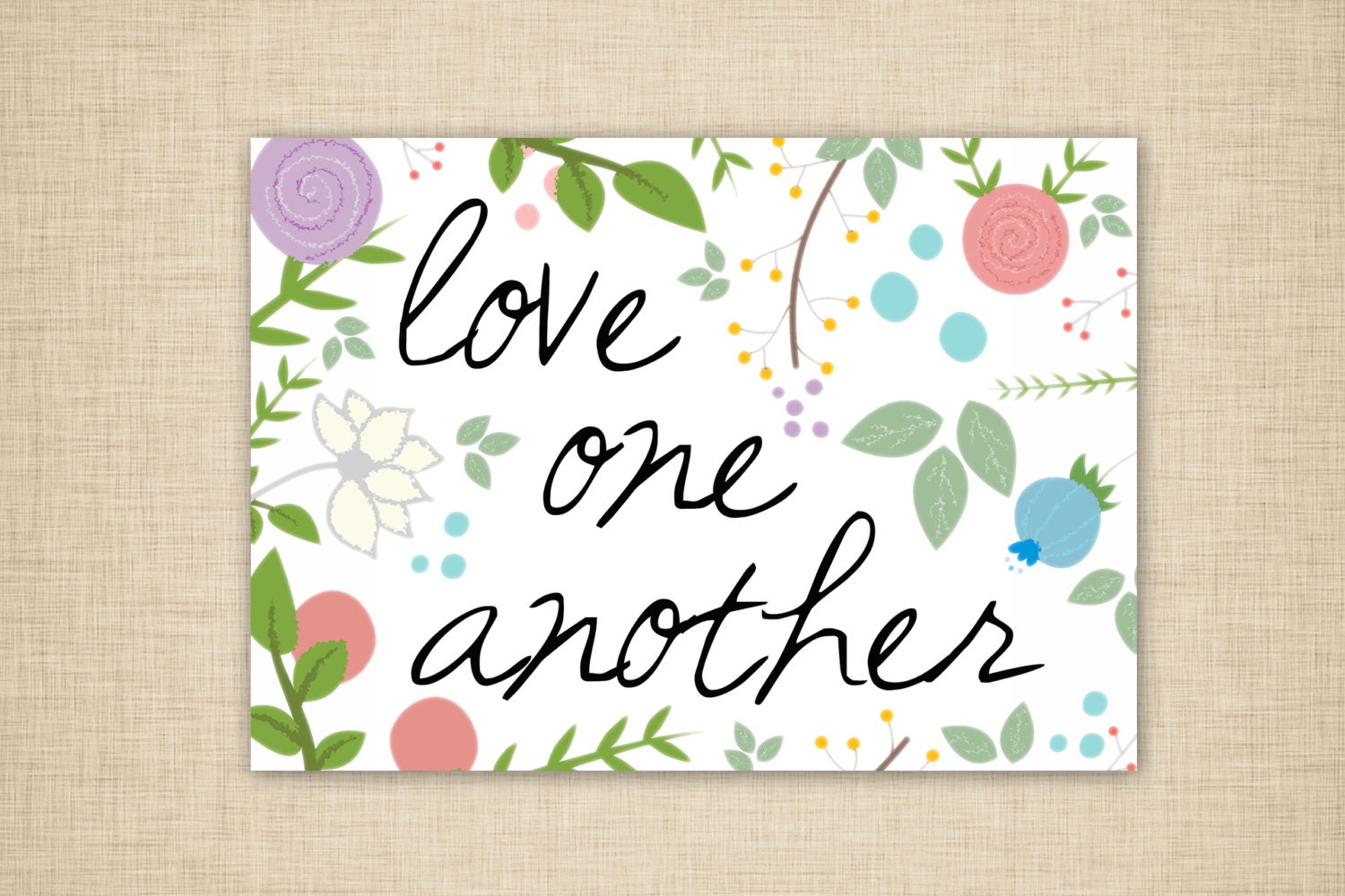 Love one another wall art word art printable etsy