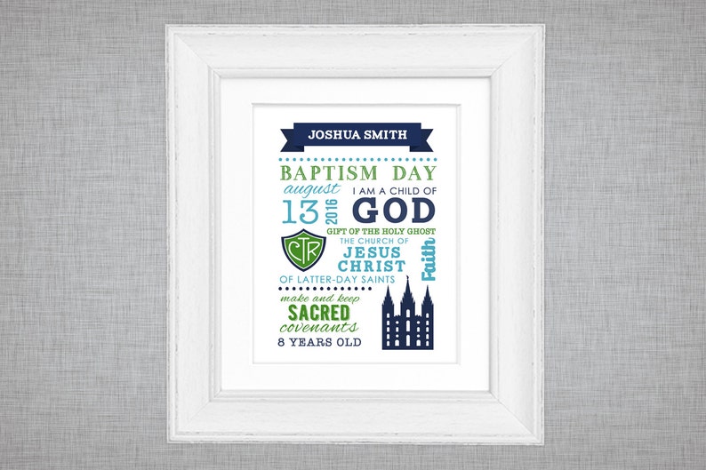 LDS baptism printable display sign instant download image 0