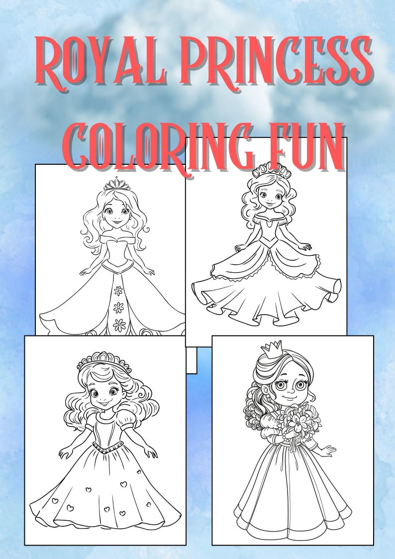 Princess Coloring Pages Kids Activity Printable for Children Art ...
