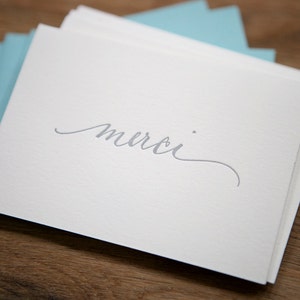 Letterpress Merci Card set of 4 image 4