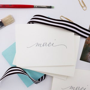 Letterpress Merci Card set of 4 image 2