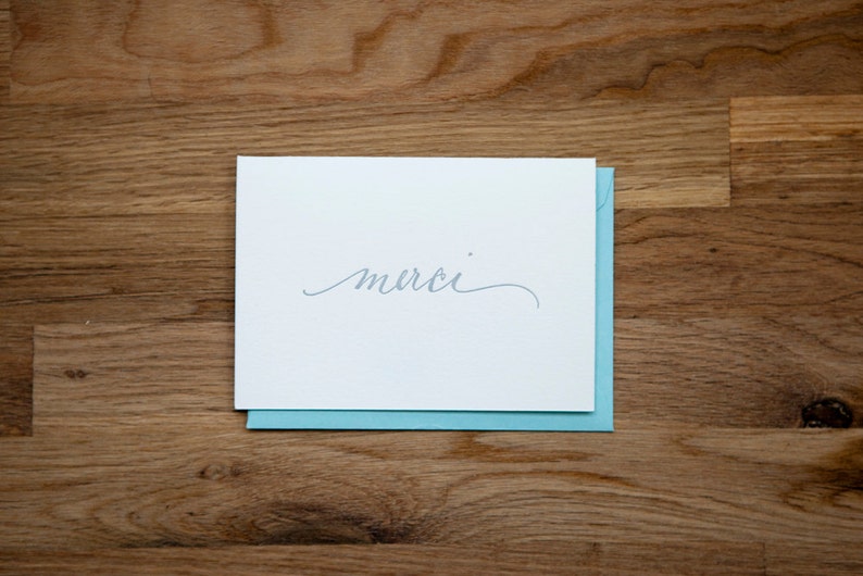 Letterpress Merci Card set of 4 image 5