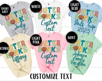 Custom Outer Banks Shirt, Matching Family Vacation T-Shirts, Beach Vacation Gift, Friends Girls Trip Tee, Shell, North Carolina, Adults Kids