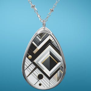 Geometric Oval Pendant Jewelry, Elegant Minimalistic Accessory, Gift for Her, Statement Necklace, Modern Fashion Necklace
