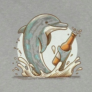 Tank Top, Summer Clothes, Cute Graphic, Dolphin Drinking Beer, Women&#39;s Racerback, Ideal Beachwear