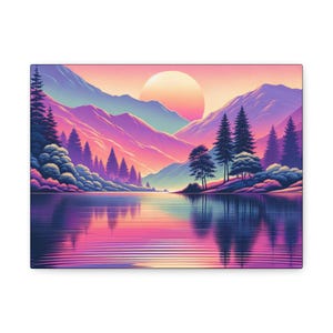 Colorful Landscape Wall Art, Matte Canvas, Stretched, Home Decor, Vibrant Nature Print, Gift for Nature Lovers, Adventure Wall Art, Sunset