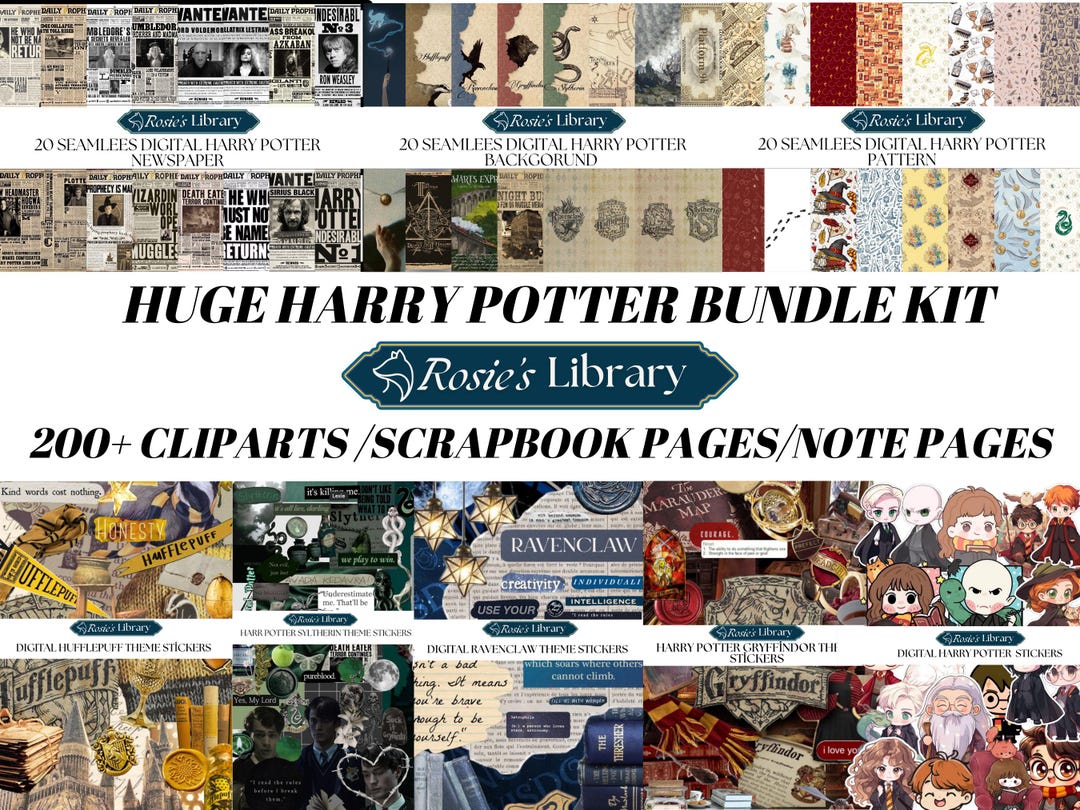 Digital Harry Potter BUNDLE KIT Printable Hogwarts Houses and ...