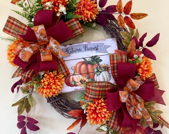 Fall Wreath | autumn wreath | fall decor | Gifts for mom Her | new home gift ideas | Bead grass wreath | fall colors wreath | fall designs