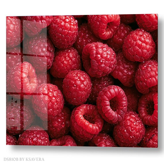 Wall Art Print – Fresh Sweet Red Raspberries - Summer Macro Photography - acrylic, metal, canvas – DS0810B