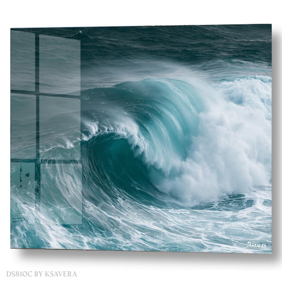 Wall Art Print - Teal Ocean Wave Crashing - Coastal Decor - Stormy Sea Nature Photography - DS0810C