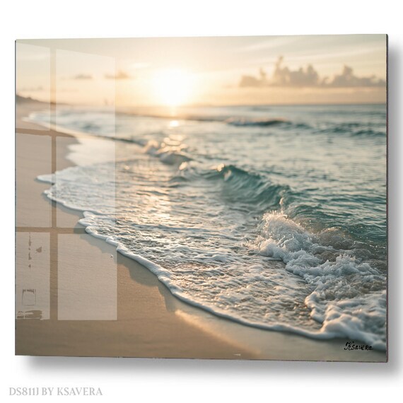 Wall Art Print - Golden Sunrise Ocean Wave Sandy Beach - Coastal Decor - Nature Photography - DS0811J