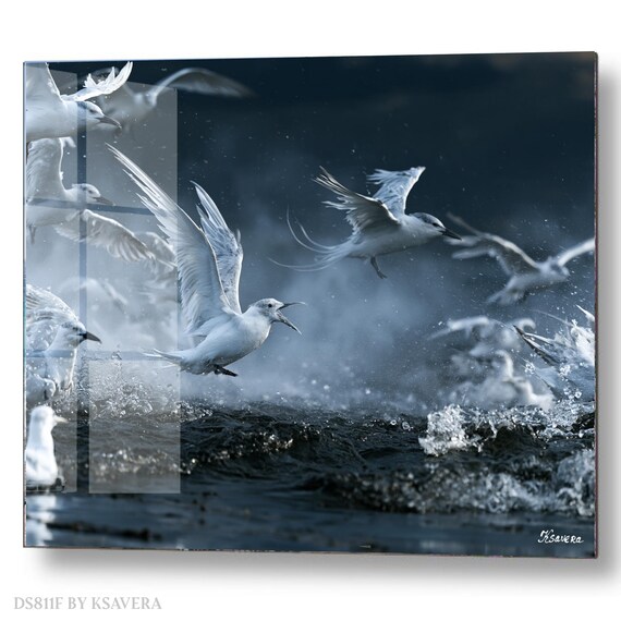 Wall Art Print – Seagulls Flying Over Ocean Waves - Coastal Photography - acryl, metal, canvas – DS0811F