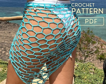 Boho Crochet Pareo PDF PATTERN | Beach Cover-Up with Cowrie Shells Tutorial + Starfish Pattern Bonus