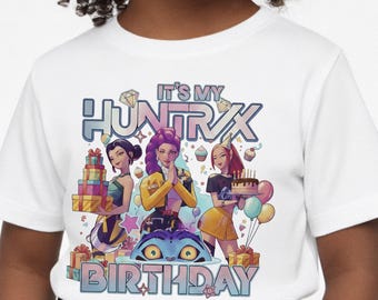 Custom Huntrix Birthday Shirt,Personalized Rock On Party Tee,It's My Birthday Girl Shirt,Pop Star Birthday Outfit,Musical Birthday Gift tee
