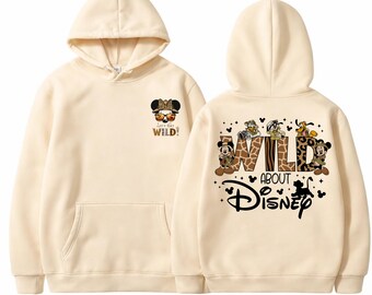 Personalized Wild About Disney Hoodie, Custom Safari Minnie Ears shirt, Disney Family Vacation 2026, Animal Kingdom Safari Mickey Pullover,
