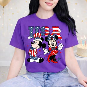 Mickey Minnie USA Shirt, 4th of July Tee Women, Patriotic Disney T-Shirt, Mickey Mouse America Shirt, Fourth of July Tee image 5