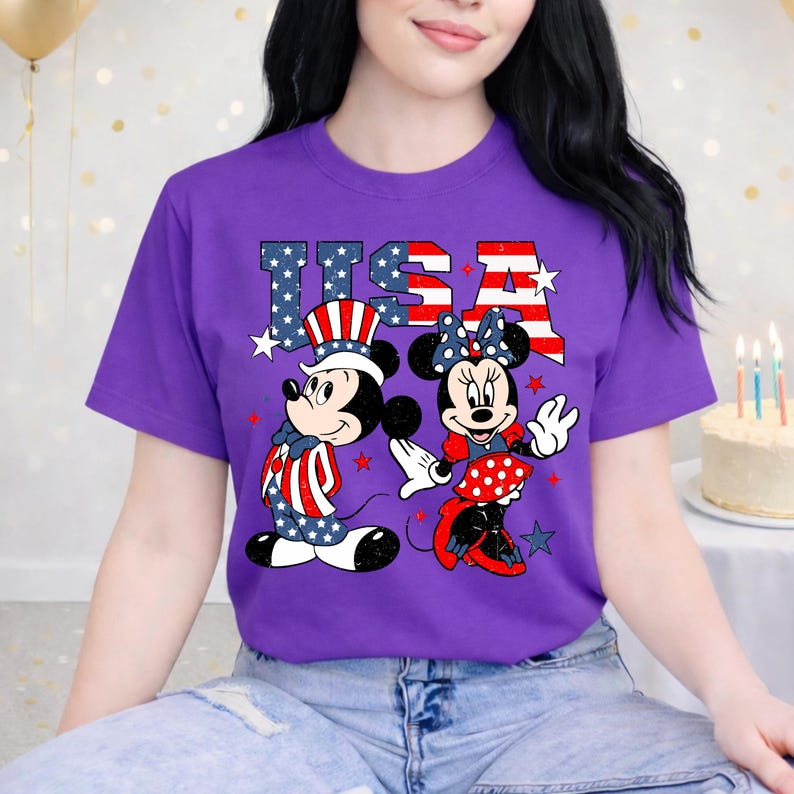 Mickey Minnie USA Shirt, 4th of July Tee Women, Patriotic Disney T-Shirt, Mickey Mouse America Shirt, Fourth of July Tee image 5