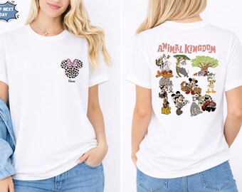 Custom  Animal Kingdom Safari T-Shirt, Leopard Print Minnie Ears Tee, Disney World Family Vacation Tee, Mickey and Friends Safari Trip Crew