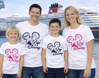 Mickey Trip to Disney Family Shirts 2026 Matching Disney Wish Dream Fantasy Magic Blue Pink Glitter Disney Cruise Family Tees Custom Name