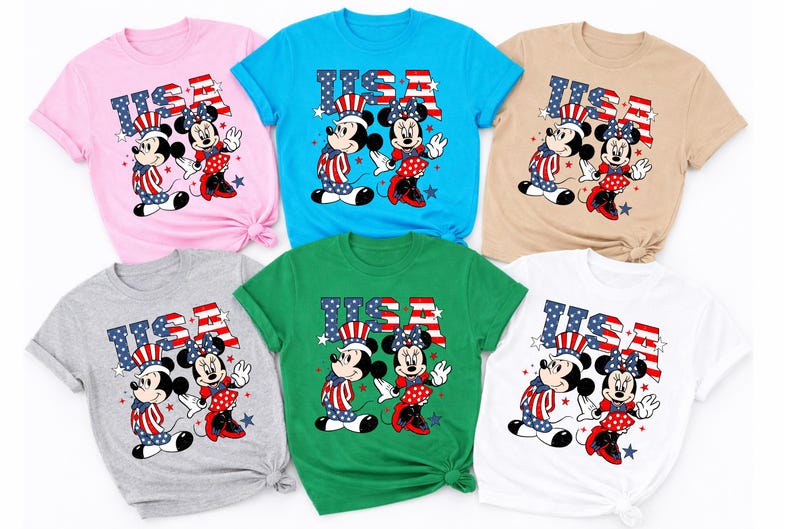 Mickey Minnie USA Shirt, 4th of July Tee Women, Patriotic Disney T-Shirt, Mickey Mouse America Shirt, Fourth of July Tee image 11