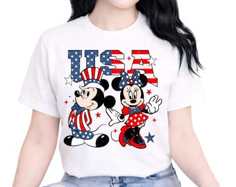 Mickey Minnie USA Shirt, 4th of July Tee Women, Patriotic Disney T-Shirt, Mickey Mouse America Shirt, Fourth of July Tee