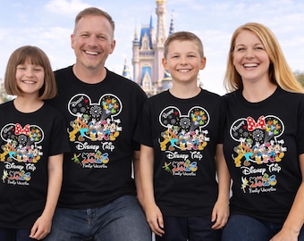 Personalized Disney Trip 2026 Family Shirts Custom Names & Disney Characters Matching T-shirts for Family Vacation Characters Perfect for