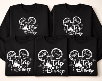Mickey Trip to Disney Family Hoodie 2026, Matching Disney Vacation Hoodie, Custom Name Disney Family Hoodie, Colorful Disney Group Hoodie