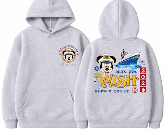 Custom Disney Cruise Line Hoodie  Mickey  2026 Wish Upon a Cruise Sweatshirt with Personalized Name Family Vacation Apparel