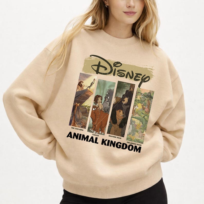 Sweat à capuche Disney Animal Kingdom, sweat-shirt Disney World vintage, pull roi lion Tarzan livre de la jungle frère ours, sweat à capuche Disney Family Trip image 1