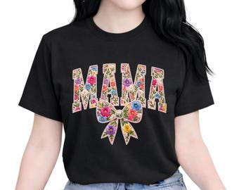 Chemise maman cadeau fête des mères, t-shirt maman à imprimé floral, chemise maman colorée avec noeud, cadeau d'anniversaire pour maman, floral nouvelle maman, chemise maman avec noeud