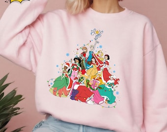 Disney Princess Christmas Shirt Holiday Disney Princess Graphic Tee  Princess Christmas Tree Shirt Disney Princess Gift Tee