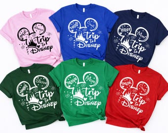 Mickey Trip to Disney Family Shirts 2026, Matching Disney Vacation Shirts, Custom Name Disney Family Tee, Colorful Disney Group Shirts