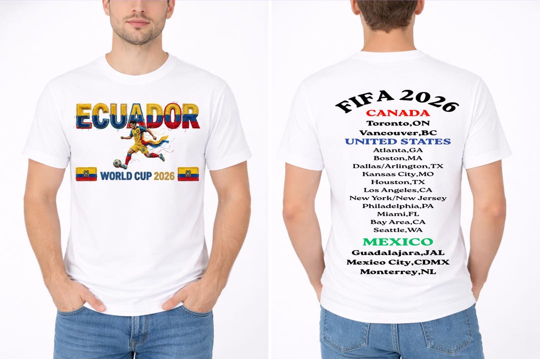 Ecuador World Cup 2026 T-shirt, Custom Name and Number Soccer Jersey ...