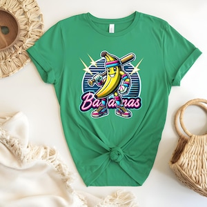 Savannah Bananen Baseball DTF Bügelbild: Retro Shirt Neon Print Bild 4