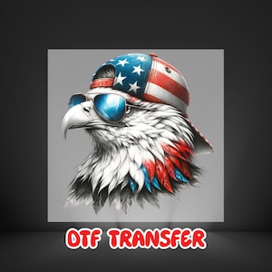 Cool Patriotic Eagle DTF Transfer, American Flag Hat Bald Eagle Heat Transfer, 4th of July USA Pride Shirt Print, Hipster Eagle Iron On