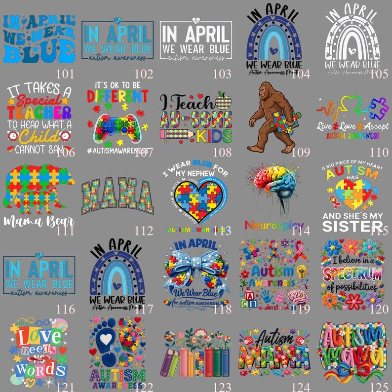 Autism Family 64 Design DTF Transfer, Proud Mom Dad Iron On, Awareness Heart Puzzle, Ready to Press Collection image 6