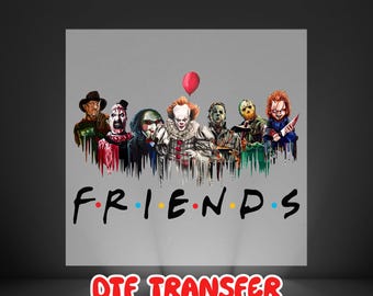 Horror Characters Friends Dtf Transfer, Halloween Horror Characters Tee Design For Dtf, Friends Halloween Ready To Press, Easy Heat Print