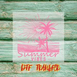 Pink Palm Tree Beach Ready To Press, Summer Vibes DTF Transfer, Tropical Sunset Shirt Print, Vacation Iron On Vinyl for Summer Lovers
