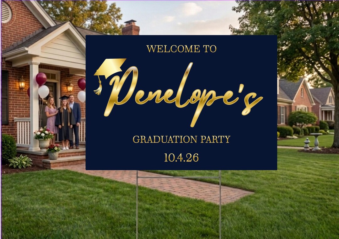 Graduation Party Welcome Sign Personalized, Custom Name Yard Sign With ...