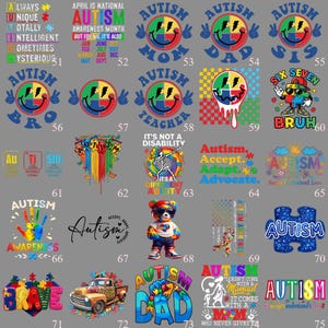 Autism Family 64 Design DTF Transfer, Proud Mom Dad Iron On, Awareness Heart Puzzle, Ready to Press Collection image 4