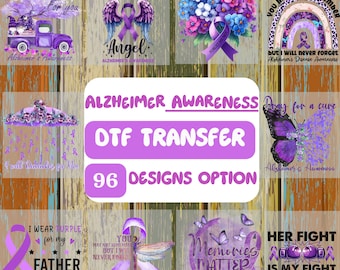 Alzheimers Awareness Dtf Transfer For T-Shirt, Alzheimers Ribbon Ready To Press, Positive Shirt, Social Worker Easy To Apply, Alzheimer Gift