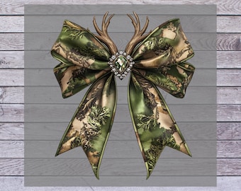 Camo Antler Bow DTF Transfer Ready to Press for Hunting Apparel