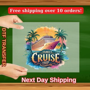 Family Cruise Trip DTF Transfer, Ready To Press Nautical Vacation Iron On, Tropical Travel Matching Family Holiday Shirt Iron on Decal