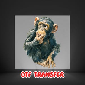 Thinking Chimpanzee DTF Transfer: Watercolor Animal Shirt Design